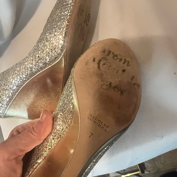 Badgley Mischka Gold Glitter Wedges for Special Occasions - Picture 9 of 10
